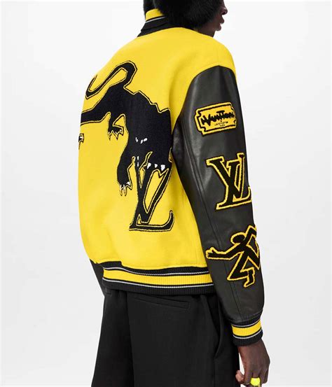 louis vuitton varsity jacket black yellow|louis vuitton varsity jacket men.